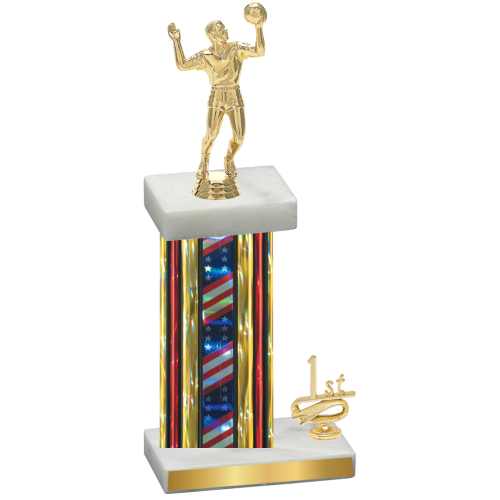 Accented Single Flag USA First Place Volleyball Trophy