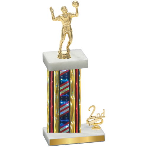 Accented Single Flag USA Second Place Volleyball Trophy