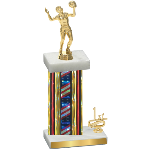 Accented Single Flag USA First Place Volleyball Trophy