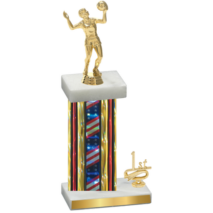 Accented Single Flag USA First Place Volleyball Trophy