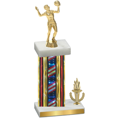 Accented Single Flag USA Victory Volleyball Trophy