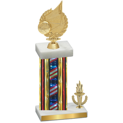 Accented Single Flag USA Victory Volleyball Trophy