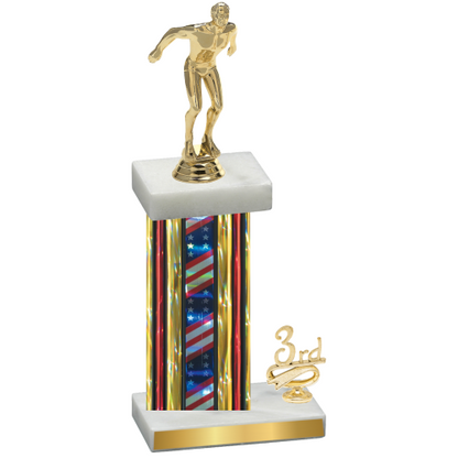 Accented Single Flag USA Third Place Swimming Trophy