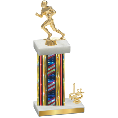 Accented Single Flag USA First Place Football Trophy