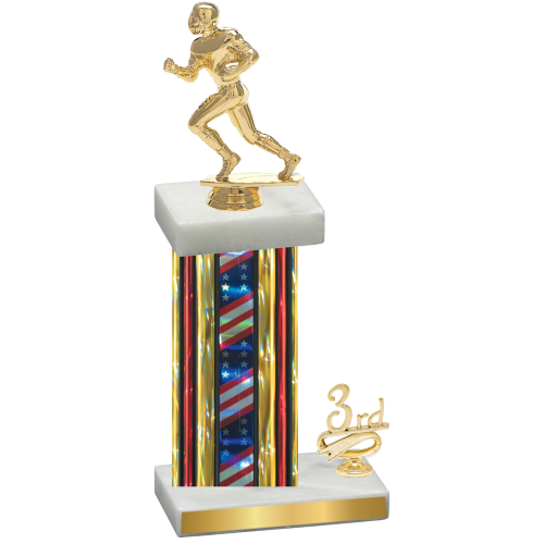 Accented Single Flag USA Third Place Football Trophy