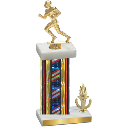 Accented Single Flag USA Victory Football Trophy