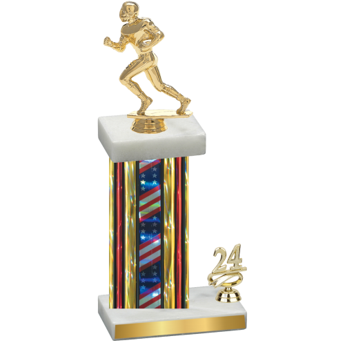 Accented Single Flag USA Year Football Trophy