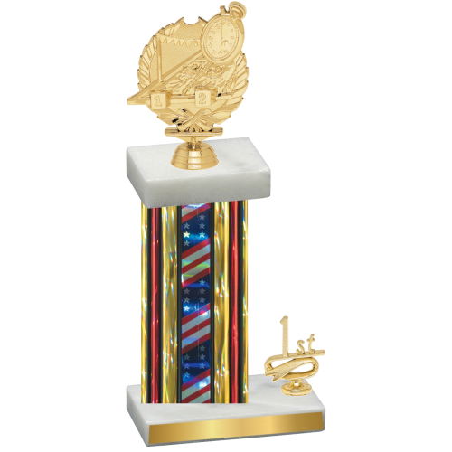 Accented Single Flag USA First Place Swimming Trophy