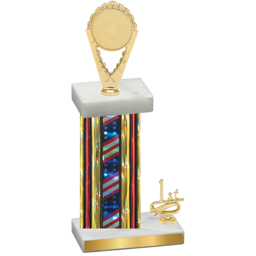 Accented Single Flag USA First Place Insert Trophy