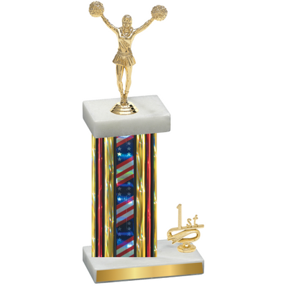 Accented Single Flag USA First Place Cheerleading Trophy