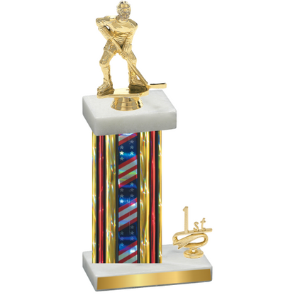Accented Single Flag USA First Place Hockey Trophy