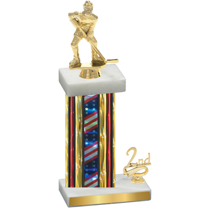 Accented Single Flag USA Second Place Hockey Trophy