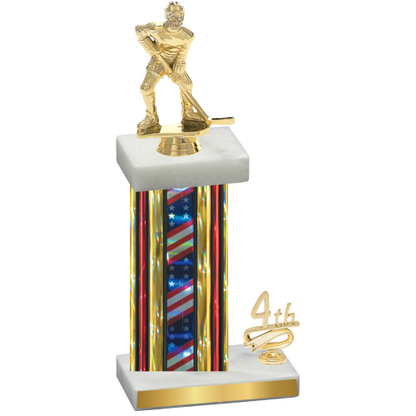 Accented Single Flag USA Fourth Place Hockey Trophy