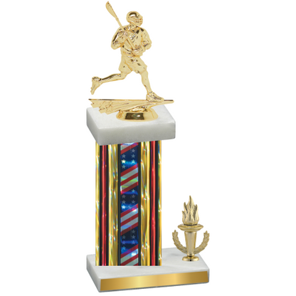 Accented Single Flag USA Victory Lacrosse Trophy