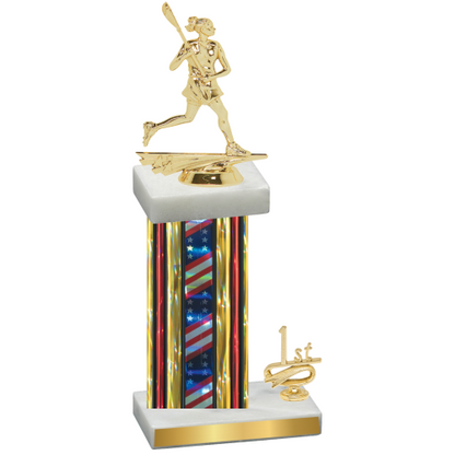 Accented Single Flag USA First Place Lacrosse Trophy