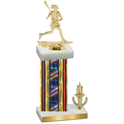 Accented Single Flag USA Victory Lacrosse Trophy