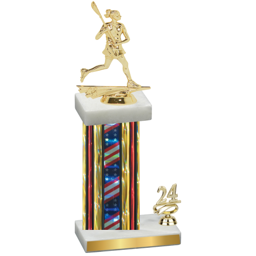 Accented Single Flag USA Year Lacrosse Trophy