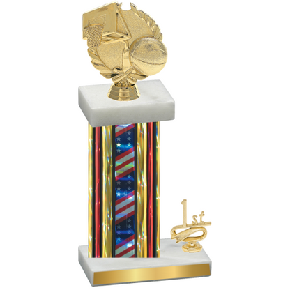 Accented Single Flag USA First Place Basketball Trophy