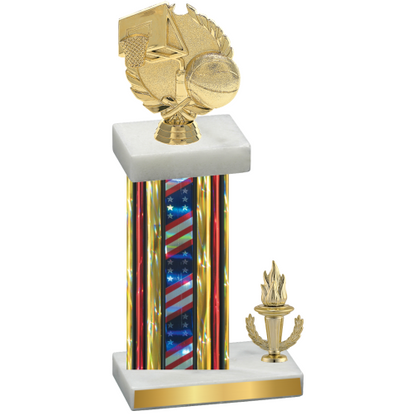 Accented Single Flag USA Victory Basketball Trophy