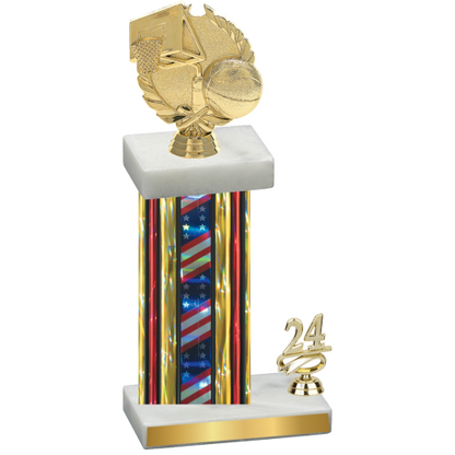 Accented Single Flag USA Year Basketball Trophy