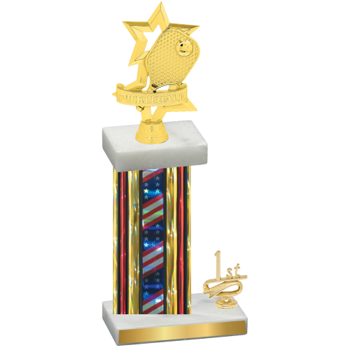 Accented Single Flag USA First Place Pickleball Trophy