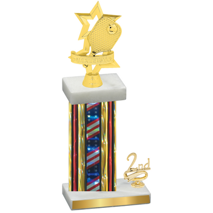 Accented Single Flag USA Second Place Pickleball Trophy