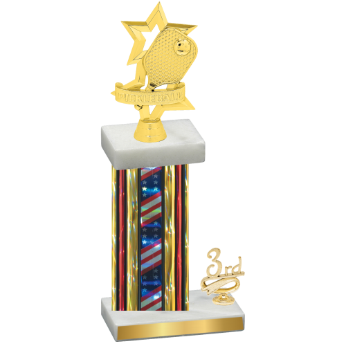 Accented Single Flag USA Third Place Pickleball Trophy