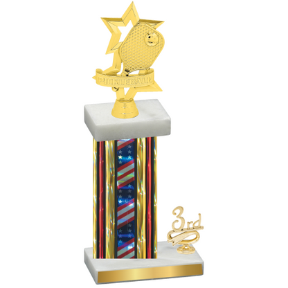 Accented Single Flag USA Third Place Pickleball Trophy