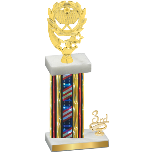 Accented Single Flag USA Third Place Pickleball Trophy
