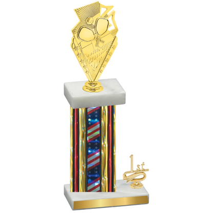 Accented Single Flag USA First Place Pickleball Trophy