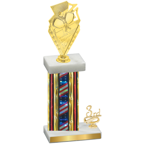 Accented Single Flag USA Third Place Pickleball Trophy