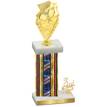 Accented Single Flag USA Third Place Pickleball Trophy