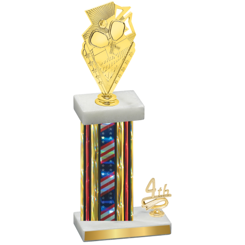 Accented Single Flag USA Fourth Place Pickleball Trophy