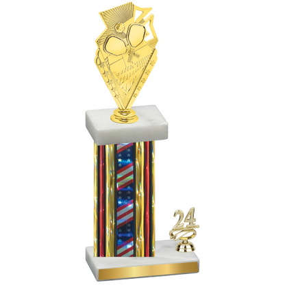 Accented Single Flag USA Year Pickleball Trophy