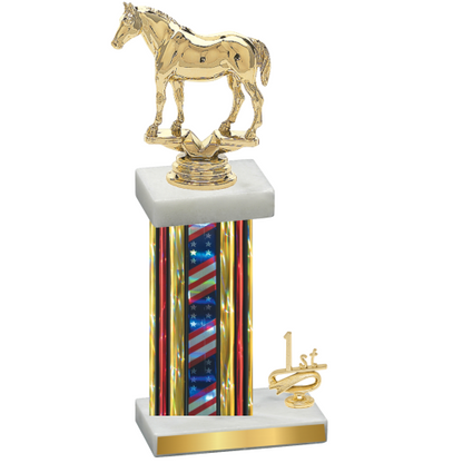 Accented Single Flag USA First Place Horses Trophy