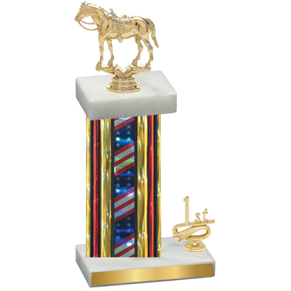 Accented Single Flag USA First Place Horses Trophy