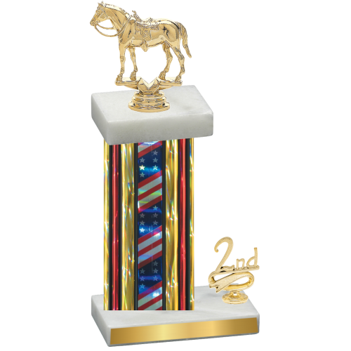 Accented Single Flag USA Second Place Horses Trophy