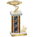 Accented Single Flag USA Fourth Place Cars Trophy