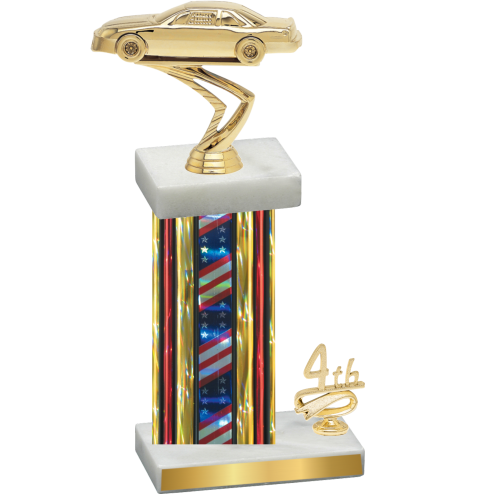 Accented Single Flag USA Fourth Place Cars Trophy