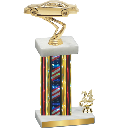 Accented Single Flag USA Year Cars Trophy