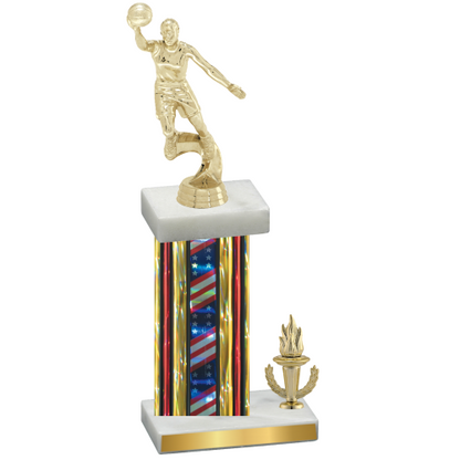 Accented Single Flag USA Victory Basketball Trophy