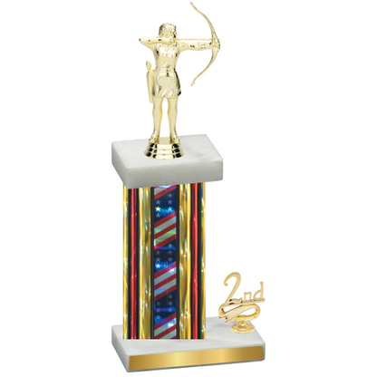 Accented Single Flag USA Second Place Archery Trophy
