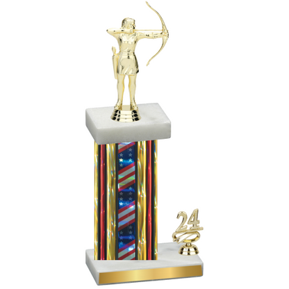 Accented Single Flag USA Year Archery Trophy