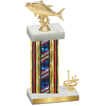 Accented Single Flag USA First Place Fishing Trophy