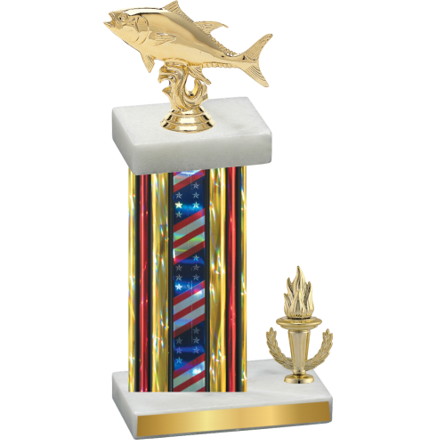 Accented Single Flag USA Victory Fishing Trophy