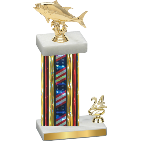 Accented Single Flag USA Year Fishing Trophy