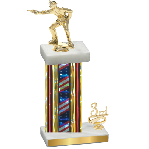 Accented Single Flag USA Third Place Shooter Trophy