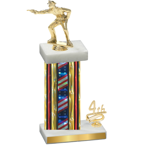 Accented Single Flag USA Fourth Place Shooter Trophy