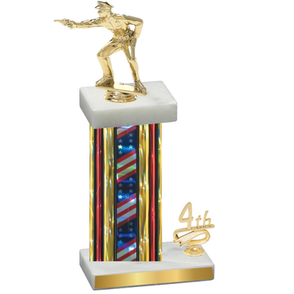 Accented Single Flag USA Fourth Place Shooter Trophy