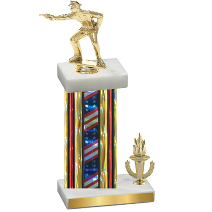 Accented Single Flag USA Victory Shooter Trophy